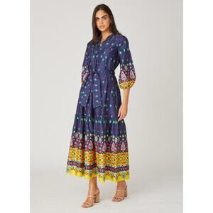 Shoshanna  Clare Dress - Lemon/Navy Multi
